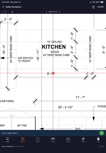 Calibrating the scale on a plan