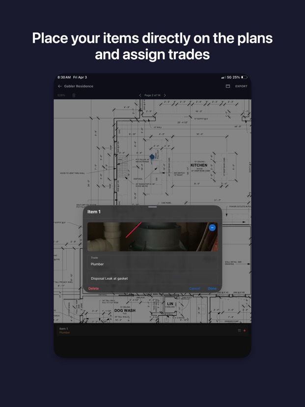 iPad punch item detail