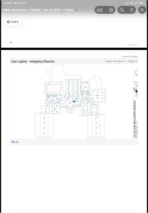 Example of an exported punch list PDF showing cover page and a detail page with plan crop and photo